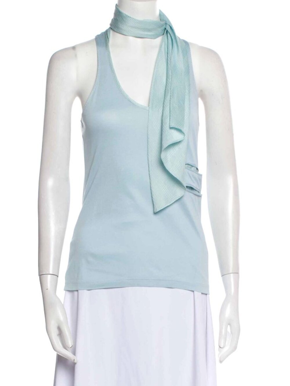 Balenciaga Paris Silk Scarf-Neck Sleeveless Cotton Top Size 40 France